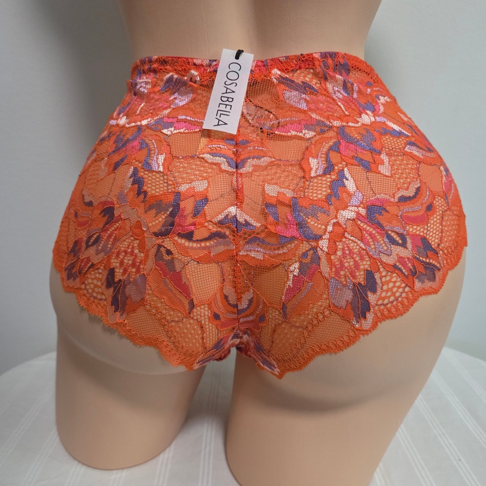 Cosabella Paradiso‎ V Hipster Sicilian Orange Floral Lace Panties Large